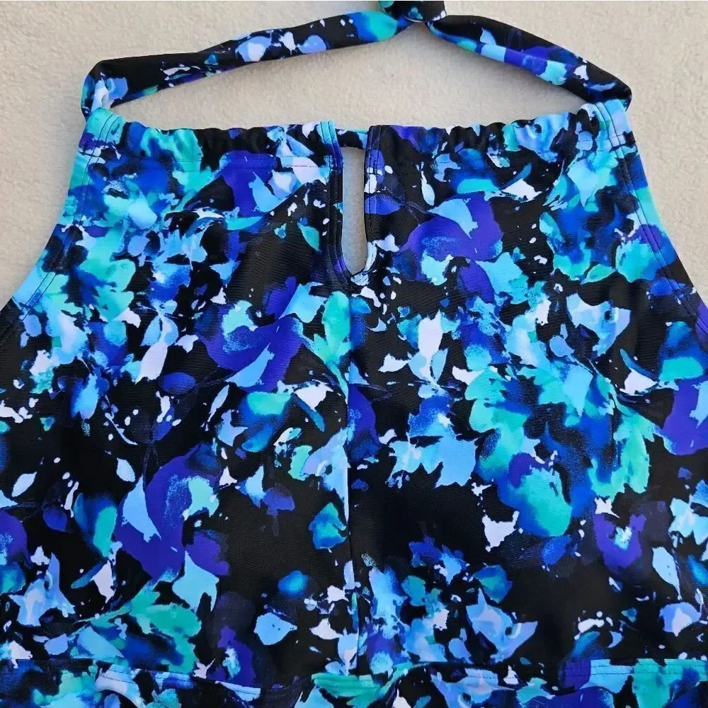Speedo Blue Abstract One Piece Swimsuit Size XL